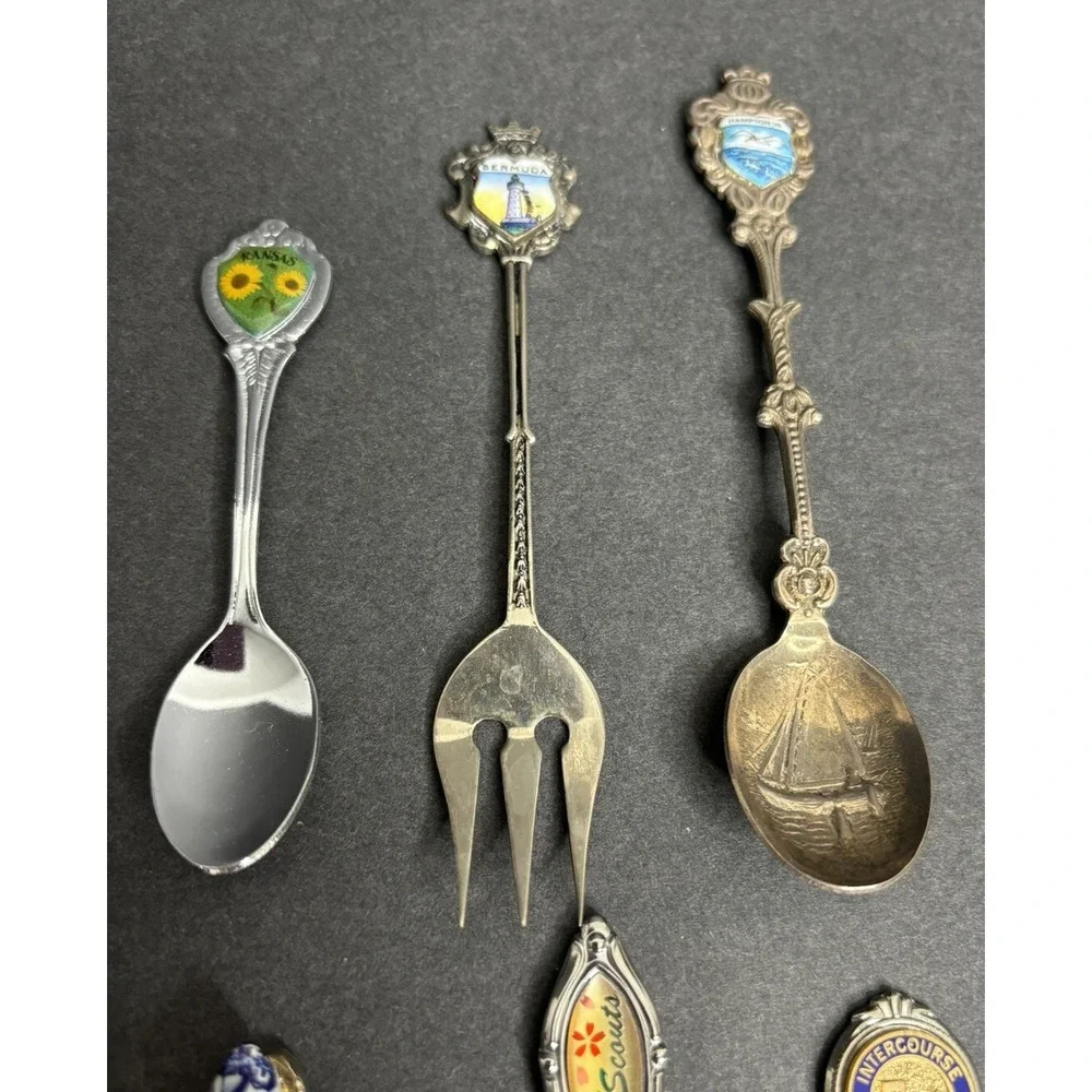 14 United States Souvenir Spoon PA Carmel CA Hampton VA Atlanta SC Girl Scouts